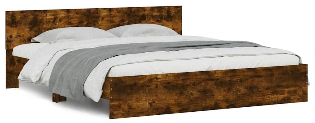 vidaXL Bettgestell mit Kopfteil Räuchereiche 180x200 cm Produktbild 