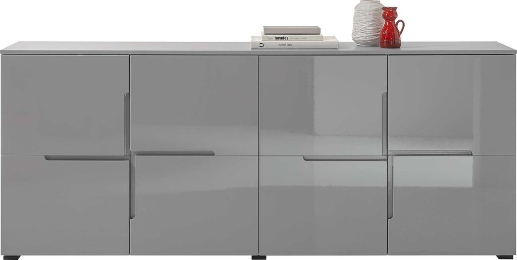 Kommode Seta mit 4 Türen - hochglanz-grau