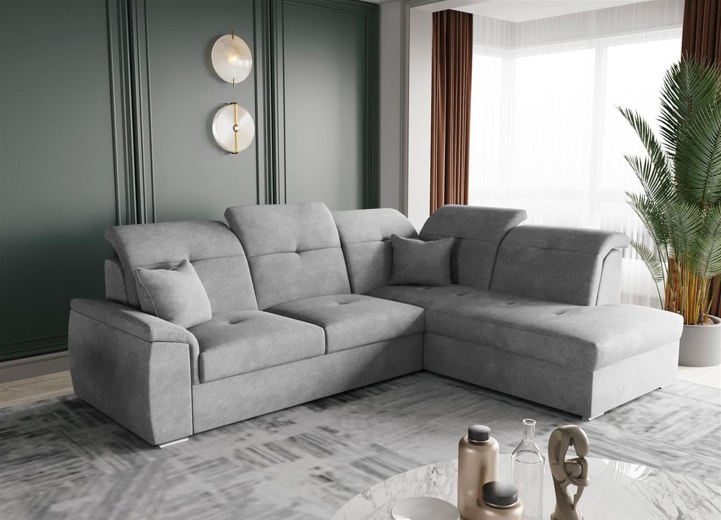 Ecksofa Schlafsofa Sofa FREJA Stoff Brooklyn Betongrau Produktbild 