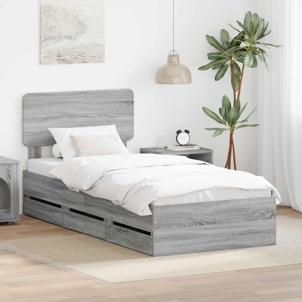 Maison Exclusive - Bettrahmen Graues Sonoma 100 x 200 cm Holzwerkstoff