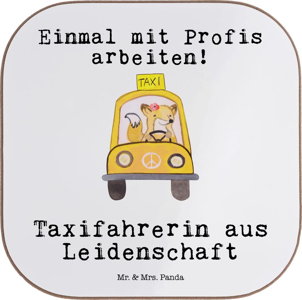 Mr. & Mrs. Panda Tischuntersetzer Taxifahrerin Leidenschaft - Weiß - Geschenk, gläseruntersetzer, Flaschenuntersetzer, Tassenuntersetzer, Coaster...