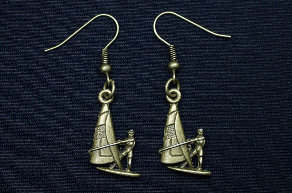 Surfer Ohrringe Miniblings Hänger Windsurfer Windsurfen Surfing bronze