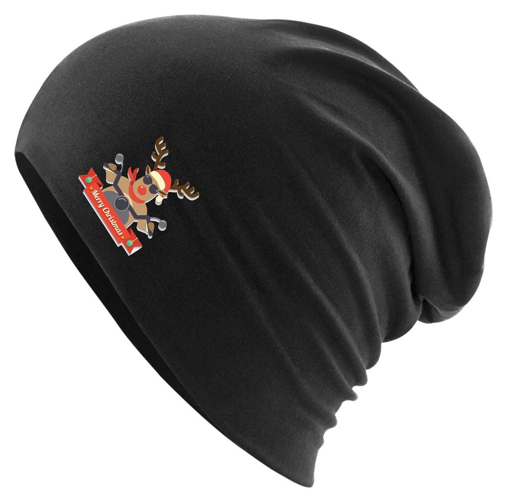 Huuraa Beanie Cooles Rentier Rudolph Black One Size Baumwolle und Elasthan Mütze Geschenkidee