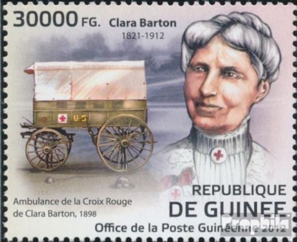 Briefmarken Guinea 2012 Mi 9231 (kompl. Ausgabe) postfrisch Clara Barton / Rotes Kreuz (1821-1912)