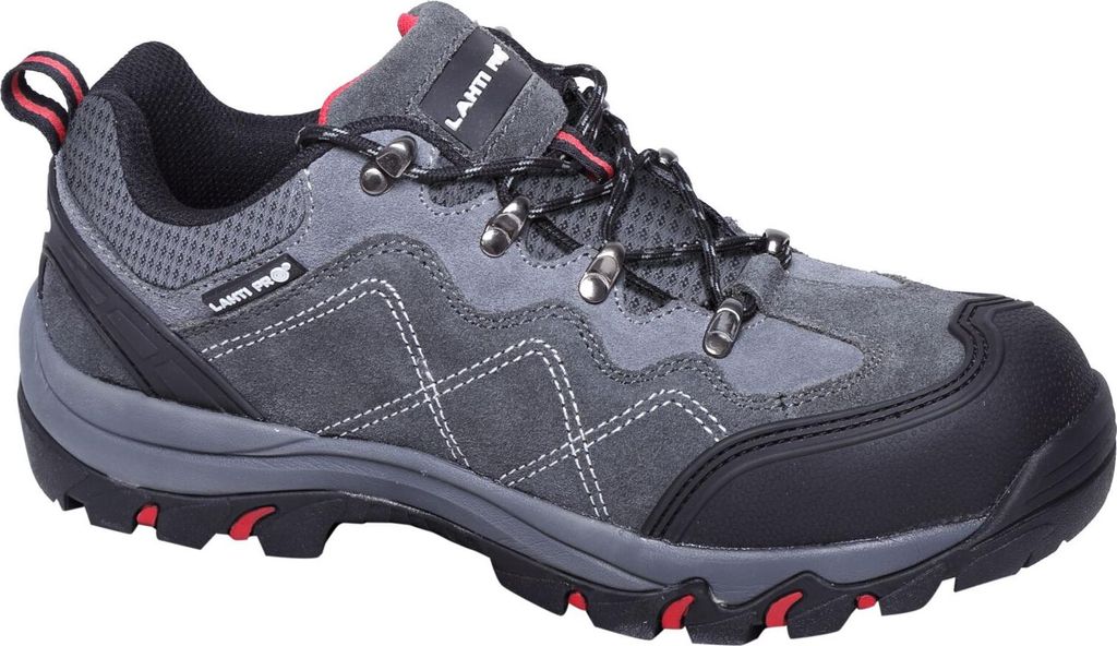 Wildlederschuhe, Grau-Rot, S1 P Fo, „46“, Ce, Lahti