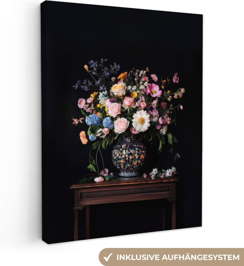 Leinwand Bilder 30x40 cm - Blumen - Strauß, Wandbilder, Wanddeko Wohnzimmer, Bild