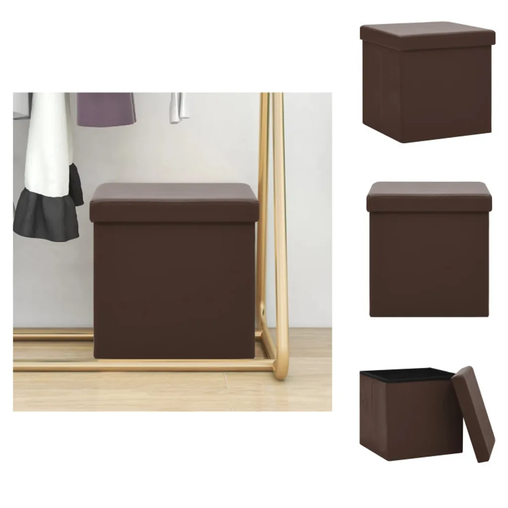 Sgabello Portaoggetti vidaXL PVC Marrone Pieghevole | Massima Qualità