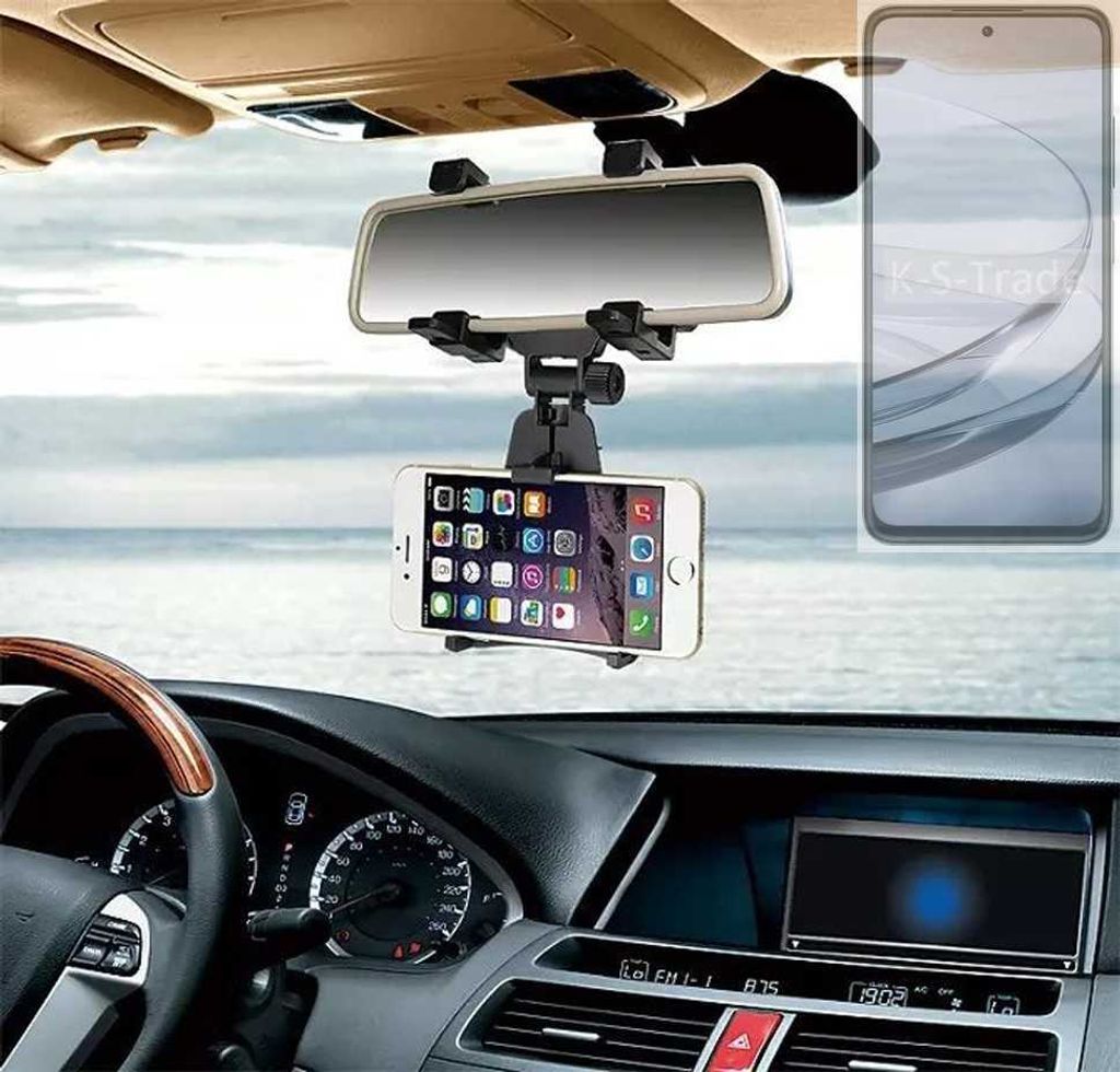 K-S-Trade Smartphone Halterung kompatibel mit ZTE Axon 60 Rückspiegel Halterung schwarz Auto Halterung KFZ Halter