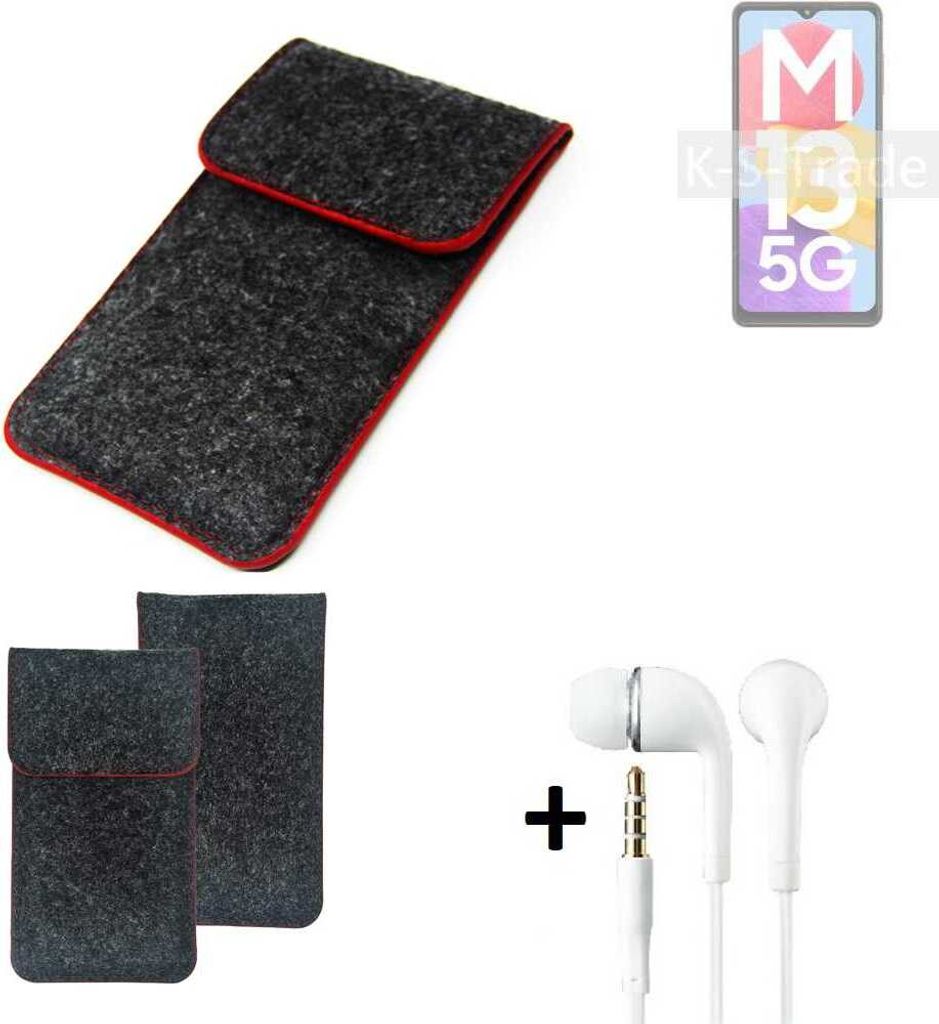 K-S-Trade Handy Schutz Hülle kompatibel mit Samsung Galaxy M13 5G Schutzhülle Handyhülle Filztasche Pouch Tasche Case Sleeve Filzhülle dunkelgrau