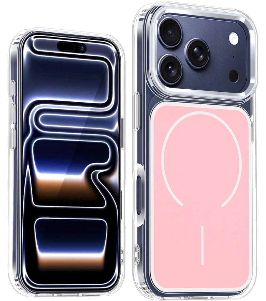 Magnetische Hülle für iPhone 17 Pro, Dünn Klare Stoßfest Handyhülle, Kompatibel mit MagSafe Pink