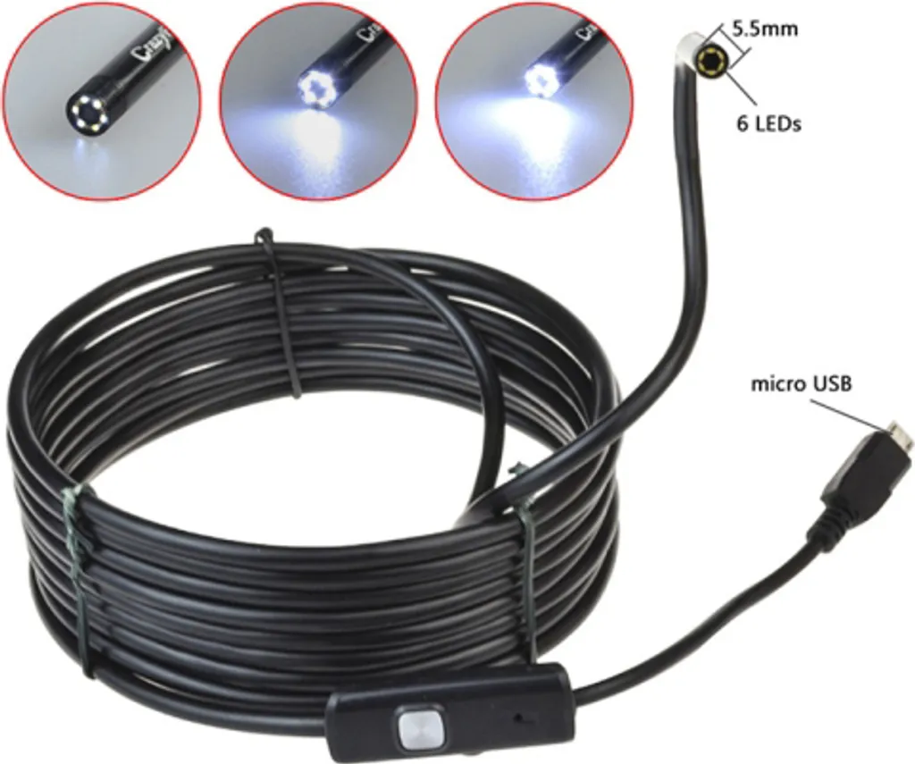 Caméra de plomberie et mécanique USB 5m avec câble rigide modulable - 7