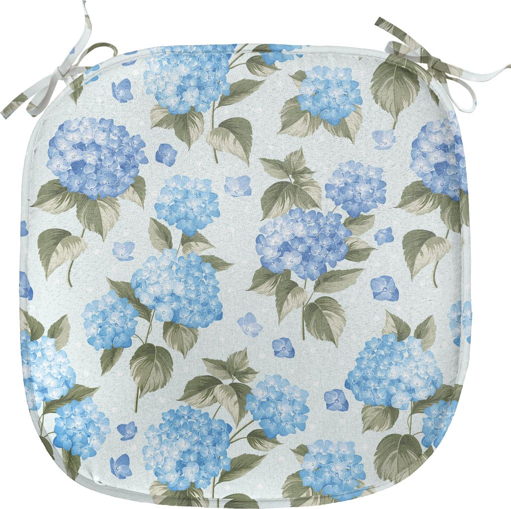ABAKUHAUS Blume Polster für Esszimmerstühle, Hydrangea-Blumen-Strudel, Dekoratives wasserfestes Kissen mit Riemen für Küchensitze, 40 cm x 40 c...