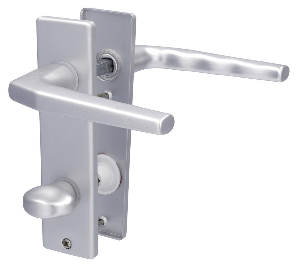 Alpertec Kurzschildgarnitur Florence Aluminium silber eckig Produktbild 