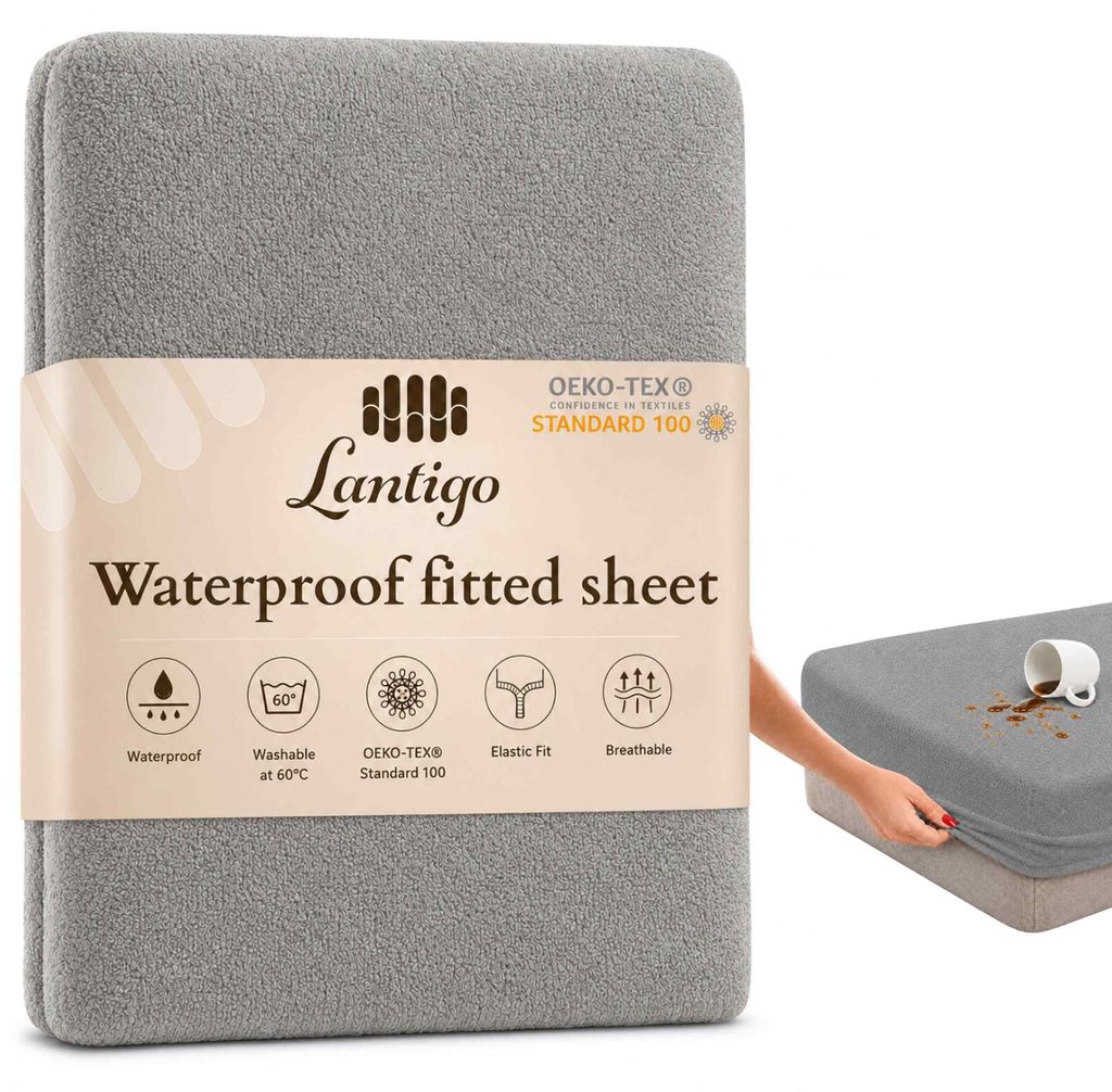 Lantigo Spannbettlaken wasserdicht Frottee 80x200 cm Produktbild 