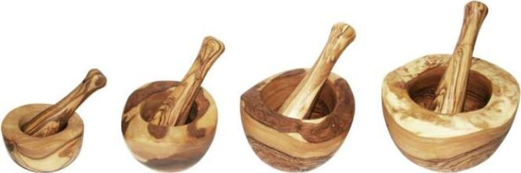 KeboLiv Mörser und Stößel Set, aus massivem Olivenholz, 10 cm