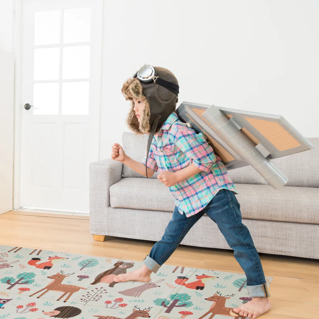 Tapis de sol bébé pliable et réversible avec motifs forêt enchantée