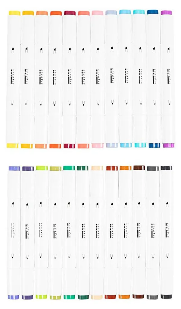 Feutres de coloriage haute qualité, lot de 24 marqueurs couleurs intenses