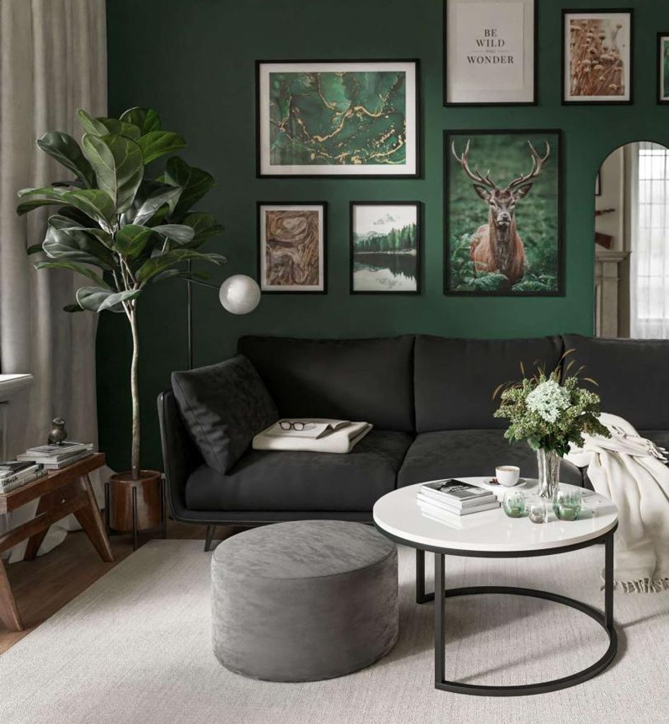 Runder Tisch CIRI mit Hocker Weiß Schwarz Hochglanz