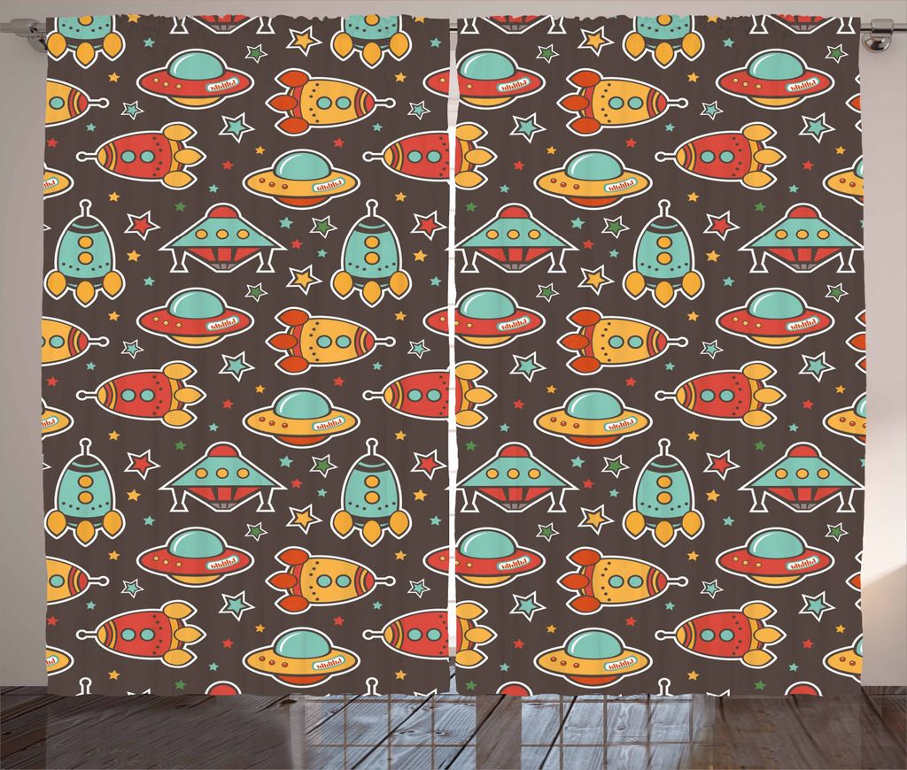 ABAKUHAUS Platz Rustikaler Vorhang, Weltraumelemente, Wohnzimmer Universalband Gardinen mit Schlaufen und Haken, 280 x 225 cm, Mehrfarbig