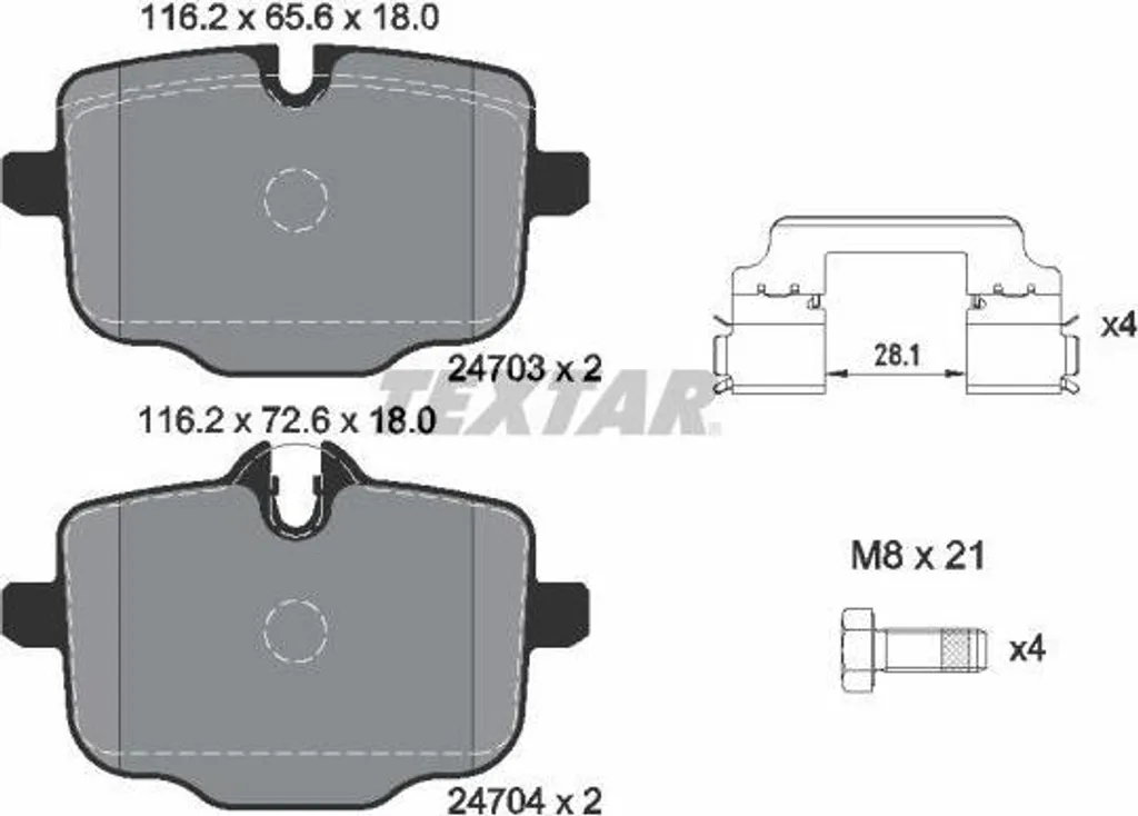 Plaquettes de frein OE 2284389 TEXTAR 2470303 - Qualité Premium BMW