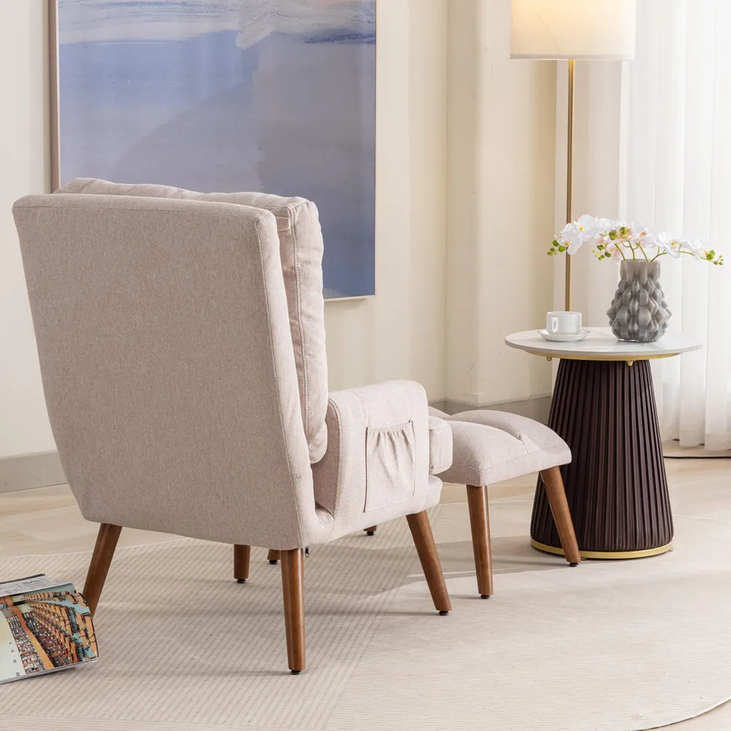 Fauteuil de relaxation avec tablette latérale et inclinaison modulable 5 positions