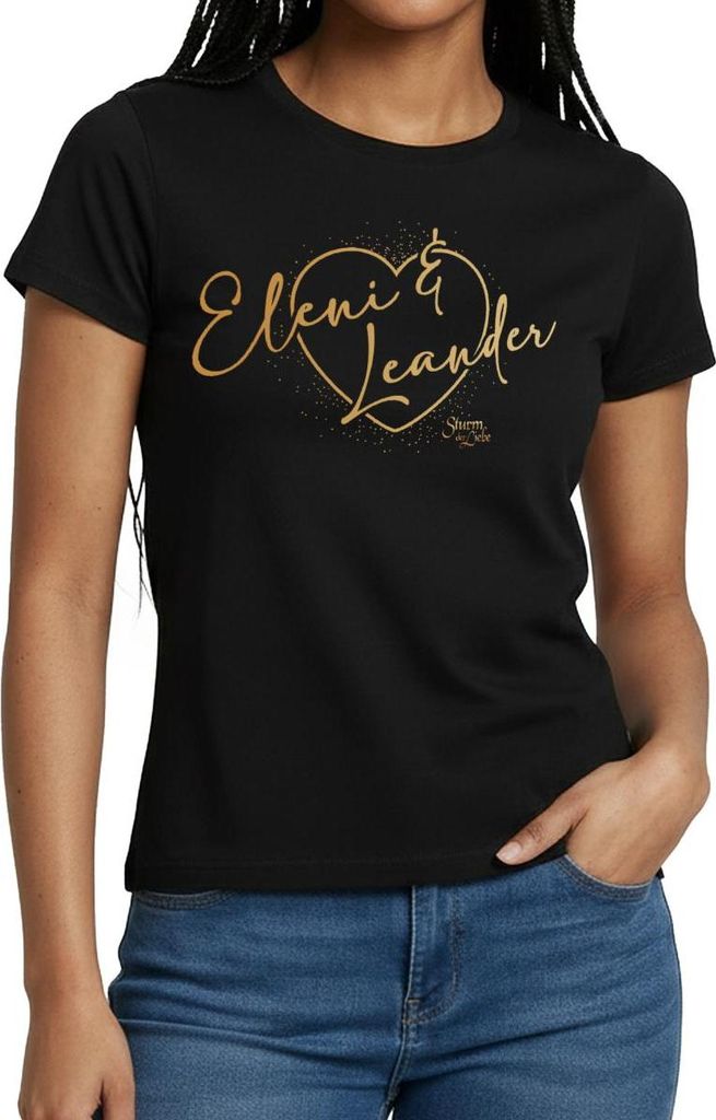 Spreadshirt Sturm Der Liebe Traumpaar Eleni & Leander Frauen T-Shirt, L, Schwarz