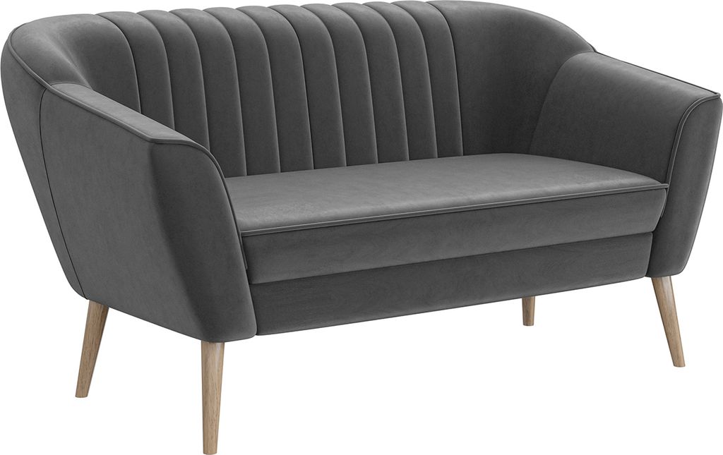 MEBLINI Mini Sofa 2-Sitzer für Wohnzimmer - Mini Lounge für zwei Personen - Küchensofa - Sofa Klein - KAIA - 2 - Dunkelgrau Samt