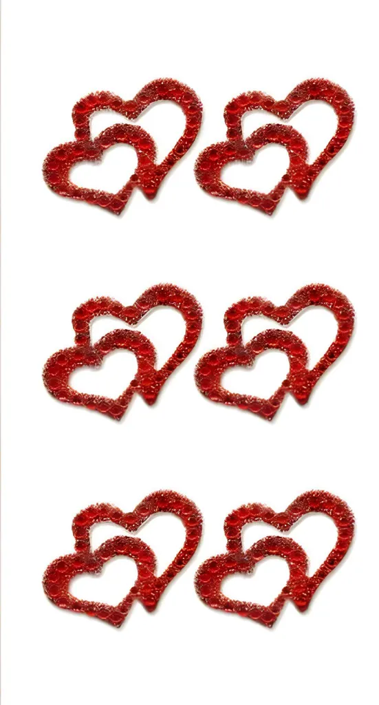 Autocollants cœurs en strass pour décoration scrapbooking rouge 16cm
