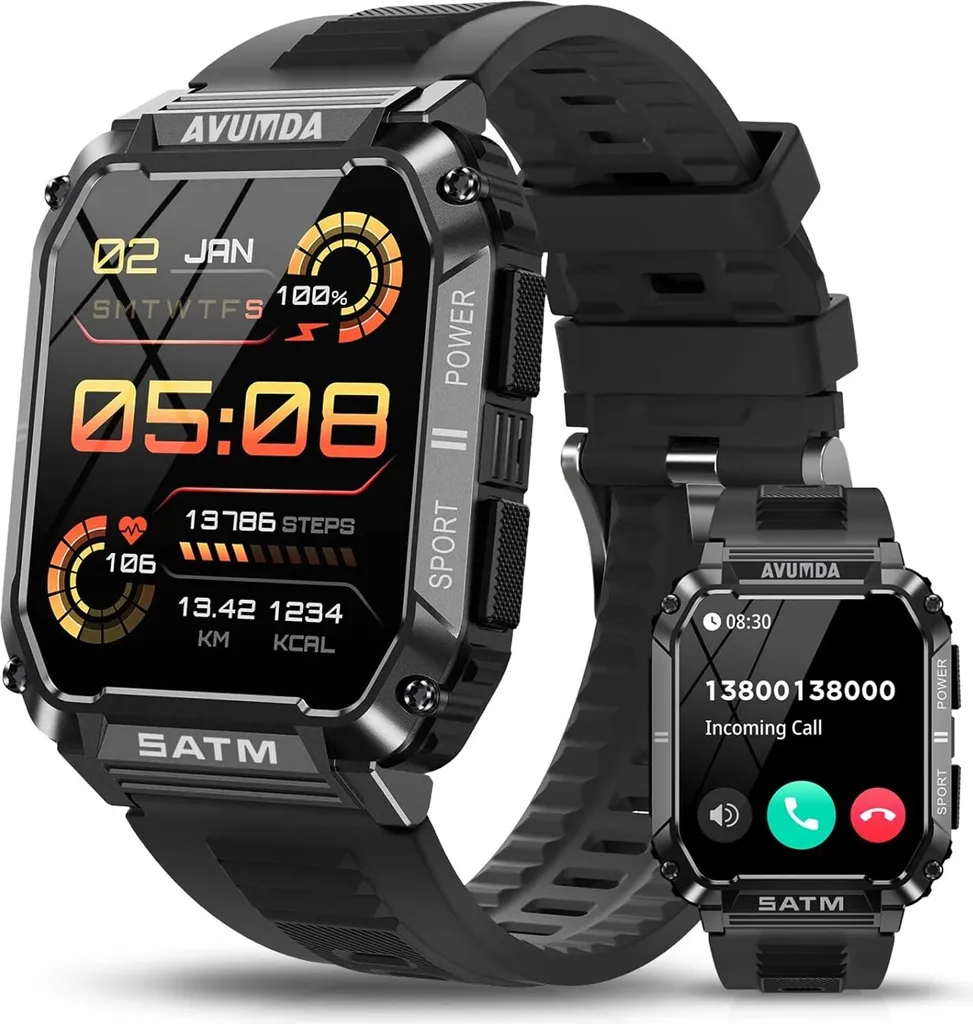 Smartwatch Fitness Uomo 1.95'' - 123 Sport, Cardio e Chiamate Telefono