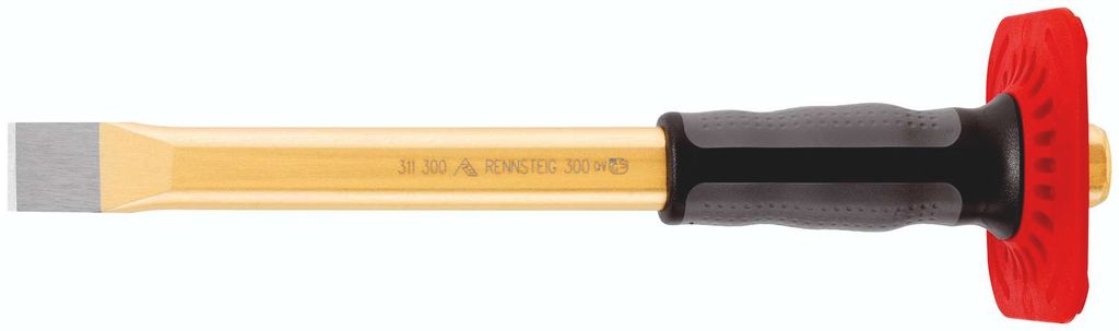 RENNSTEIG 311 300 0, Mauerwerkmeißel, Flachmeißel, Kunststoff, Gummi, Schwarz, Grau, Rot, 300 mm, 26 mm