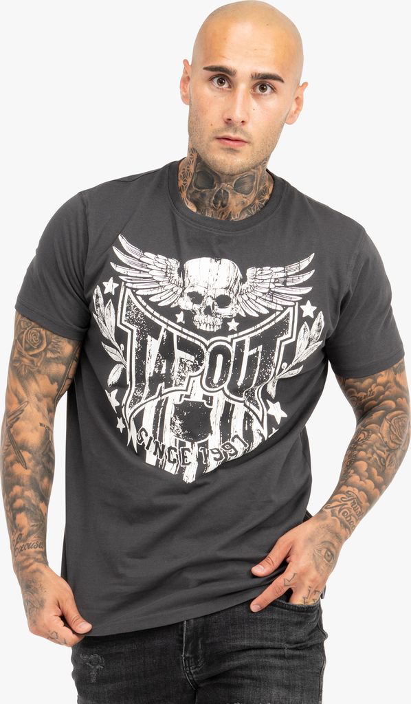 Herren T-Shirt normale Passform WESTLAKE Anthracite/Off-White XL Tapout