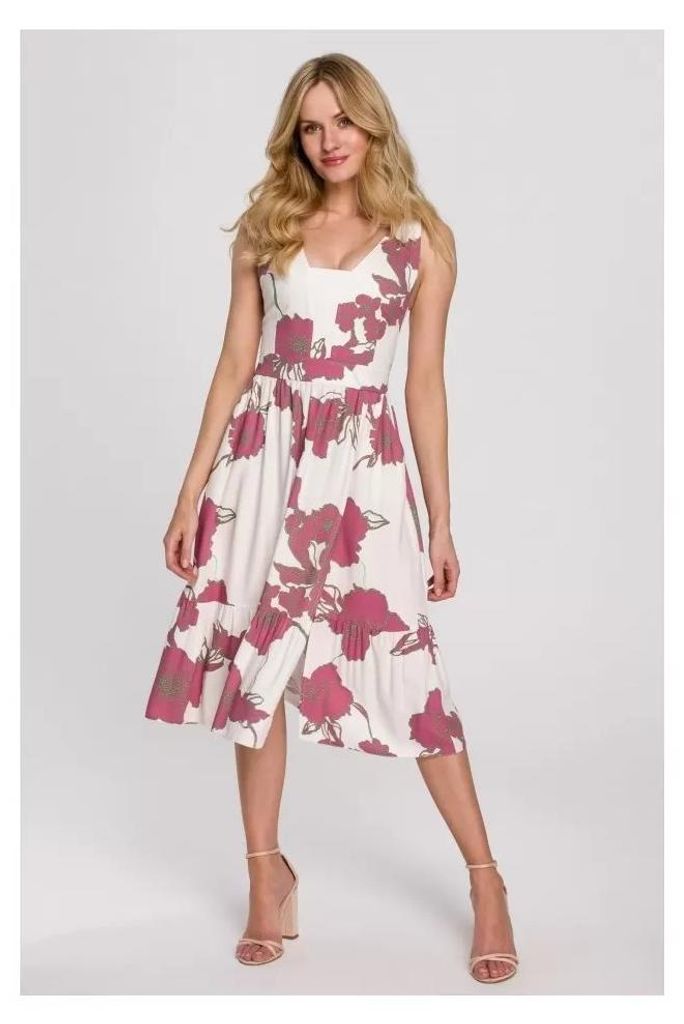 Vestido MAKOVER K098, color blanco/rosa, talla M Imagen del producto 