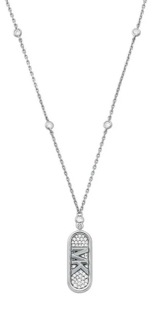 Collier argenté inoxydable MKC1729CZ040 qui ne noircit pas avec zircons
