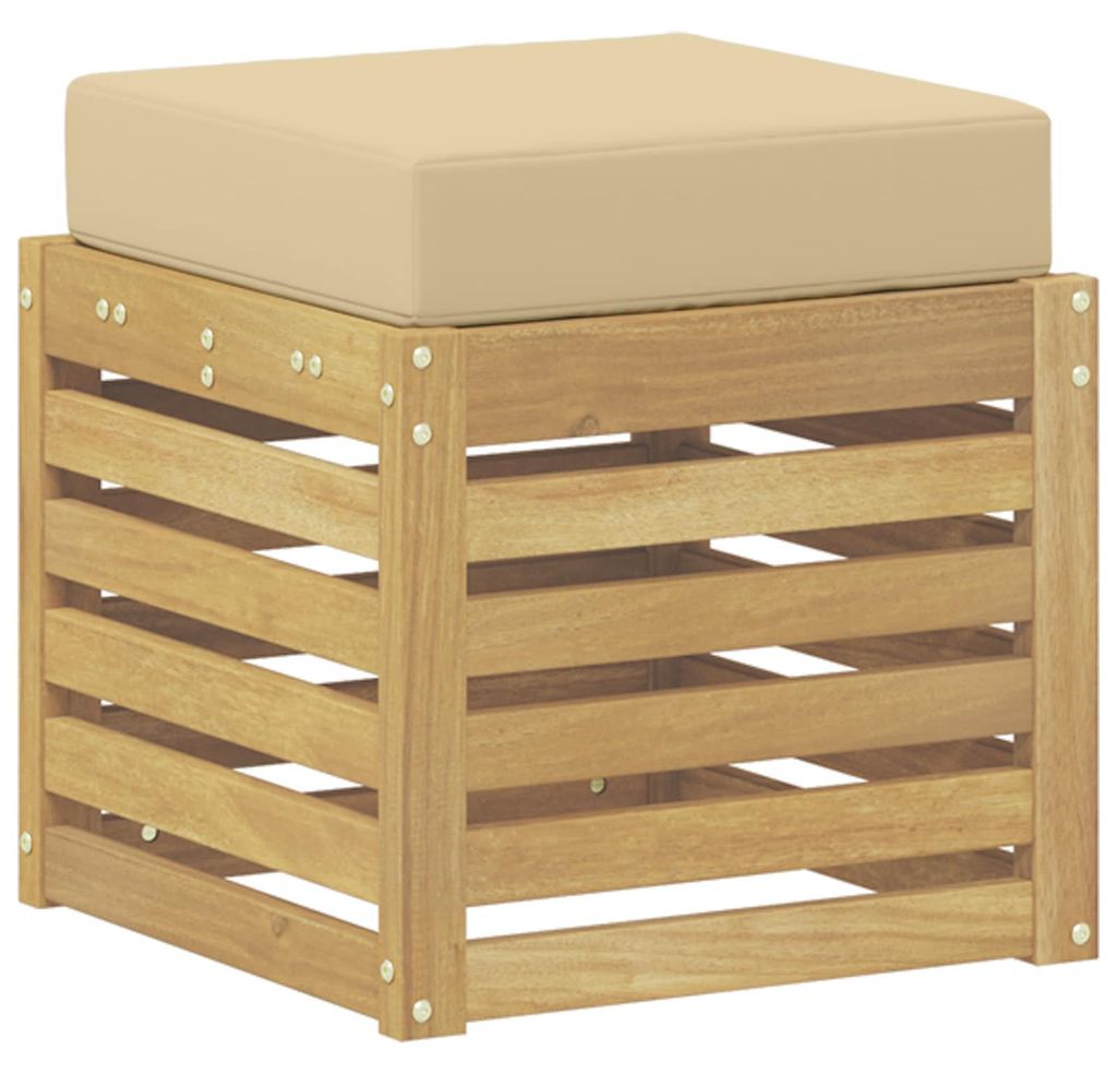 Outdoor Hocker Bank Weiß 43 x 43 x 45 cm Massivholz Akazie