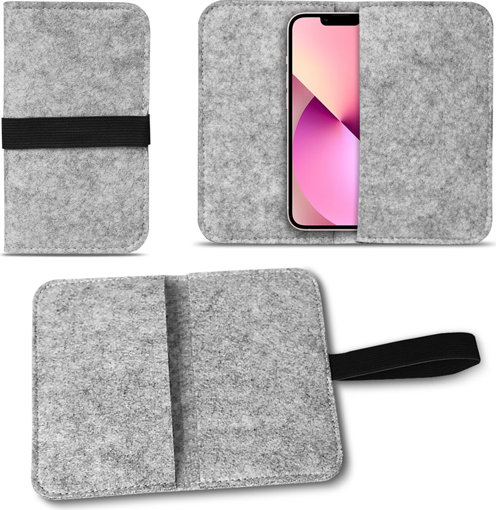 Filz Tasche für Apple iPhone 13 Mini Handy Hülle Schutz Cover Case SchutzhülleFarben:Hell Grau