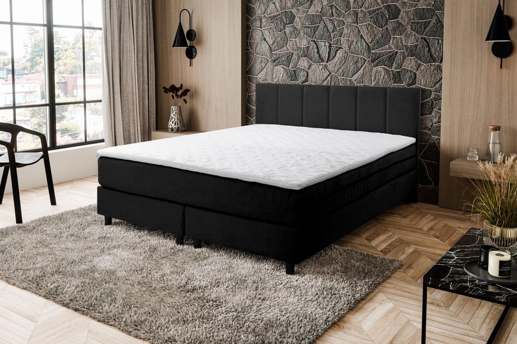 VENASI Boxspringbett 180x200, Paris Doppelbett Schwarz Produktbild 
