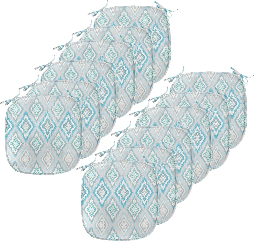 Stock 12 Cuscini Sedie 40x40 Professionale ABAKUHAUS | Blu Grigio Ikat