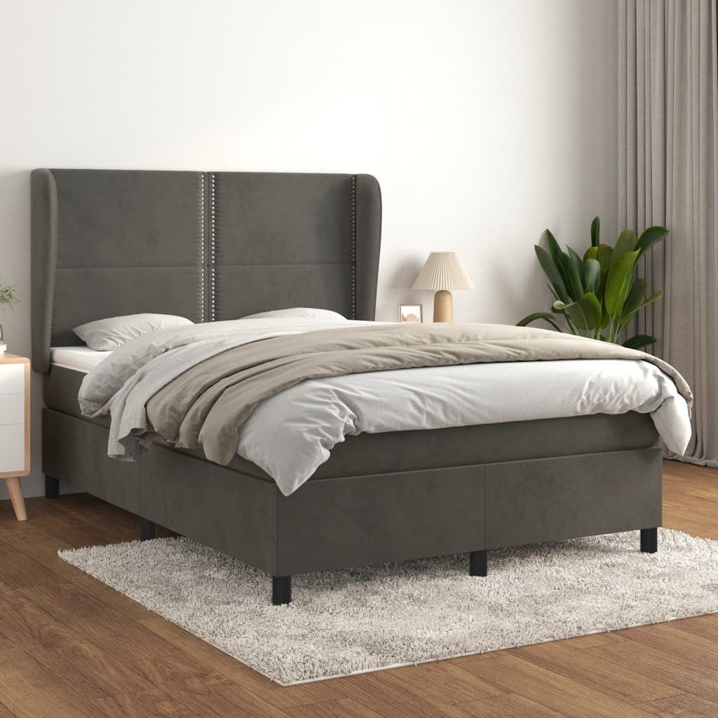 Maison Exclusive - Boxspringbett mit Matratze Dunkelgrau 140x200 cm Samt