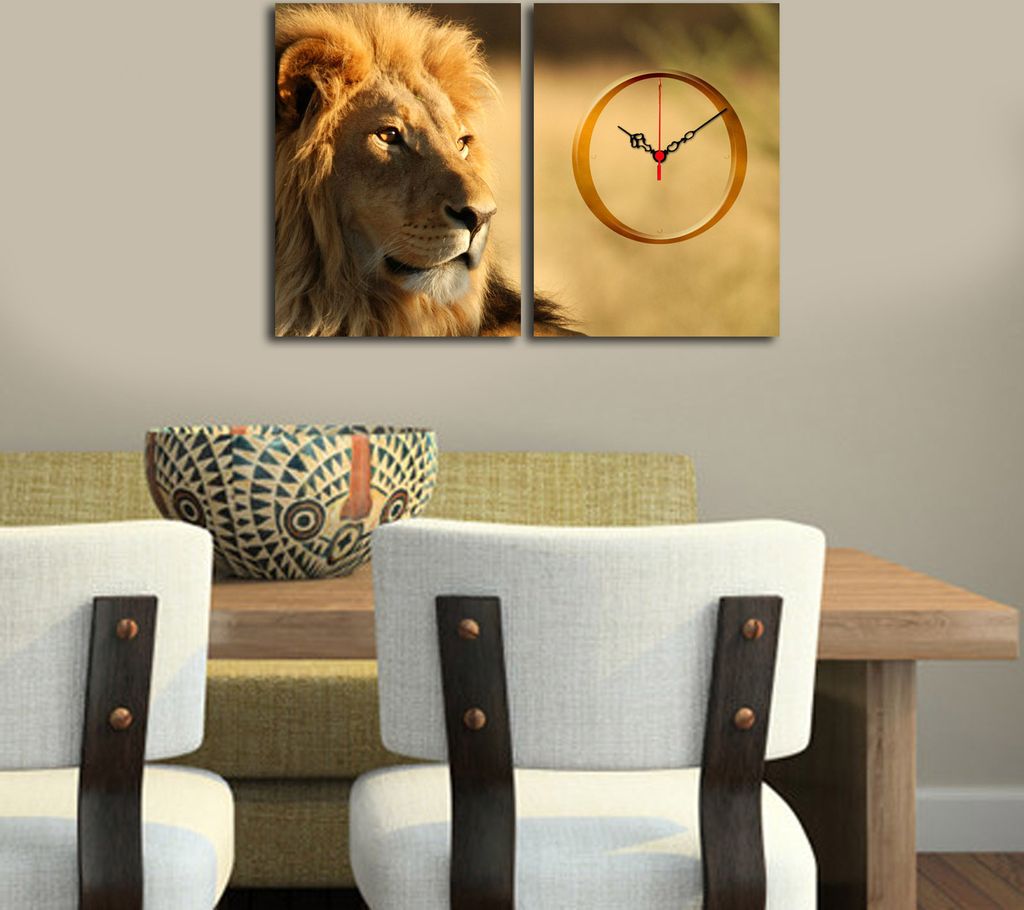 Opviq, 2P3040CS- CTY1672, Bunt, Wanduhren, 60 x 38 cm, 100% Wildleder -Leinwand
