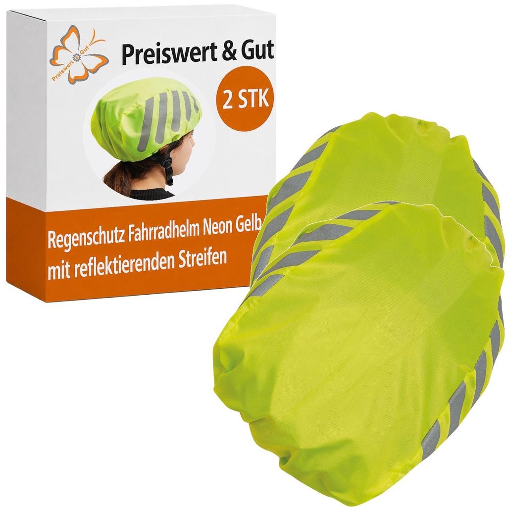 2x Regenschutz Fahrradhelm Neon Gelb Helmüberzug Fahrrad Produktbild 