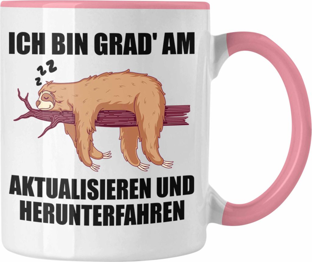 Trendation - Lustige Faultier Spruch Mitarbeiter Geschenk Arbeitskollege Tasse Kollegin Abschiedsgeschenk (Rosa)