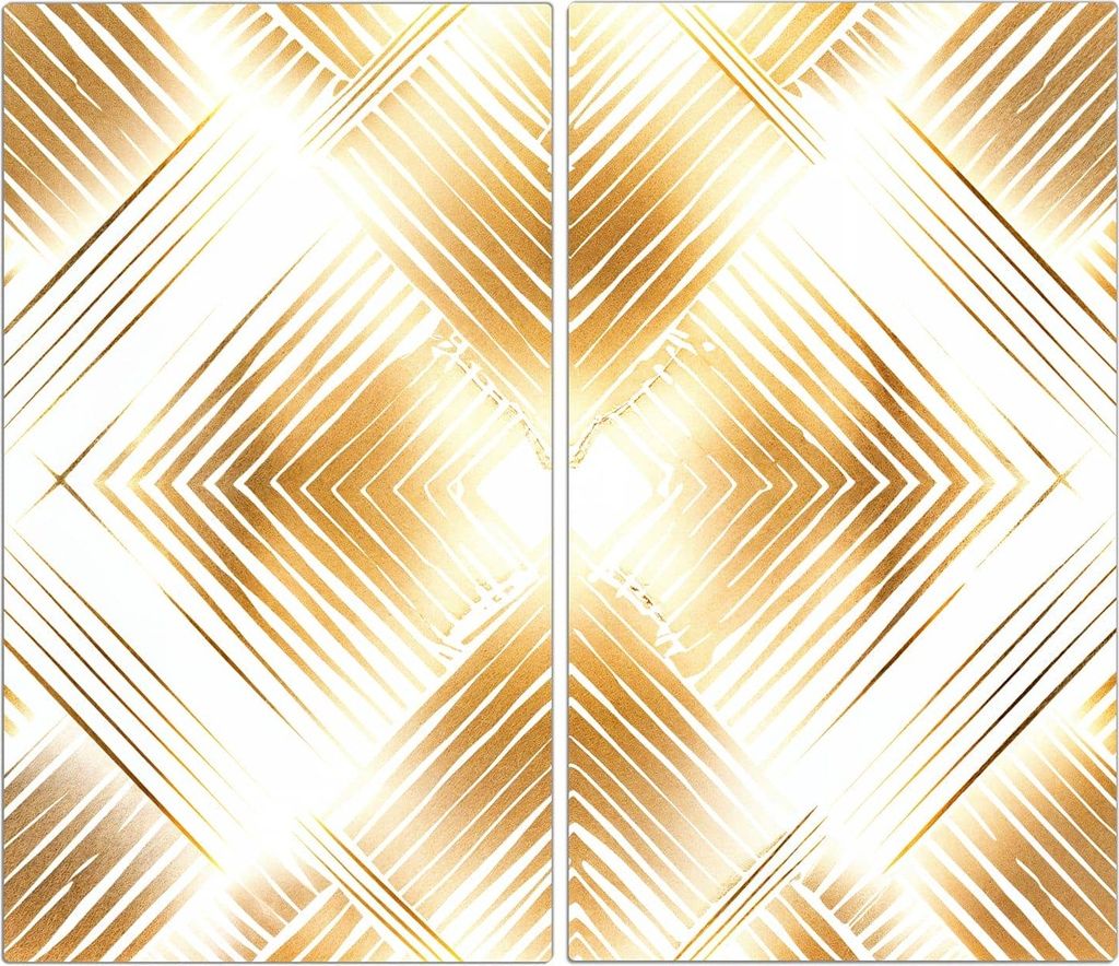 Spritzschutz Herdabdeckplatte Schneidebrett aus Glas Geometrisches Muster 2-Teilig (60x52cm)