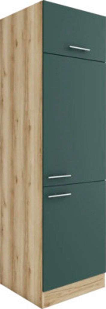 Optifit Kühlumbauschrank für 88er Einbaukühlschrank Savona405 BxTxH 60 x 57,1 x 206,8 cm grün matt zerlegt Anschlag reversibel KUSA H661-9+