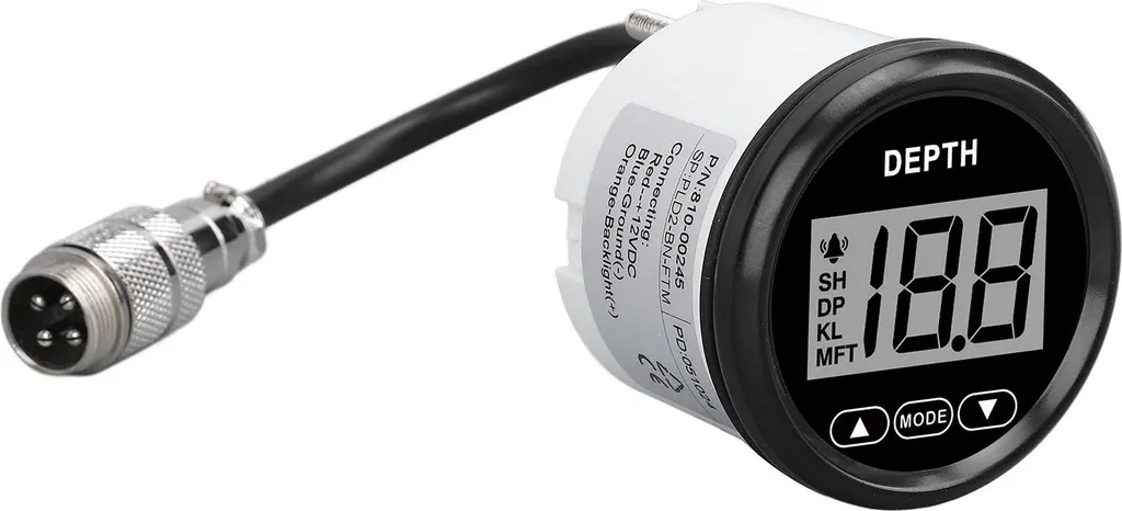 Évitez l'Échouement : Sondeur Bateau Étanche LCD 52mm avec Alerte Sonore