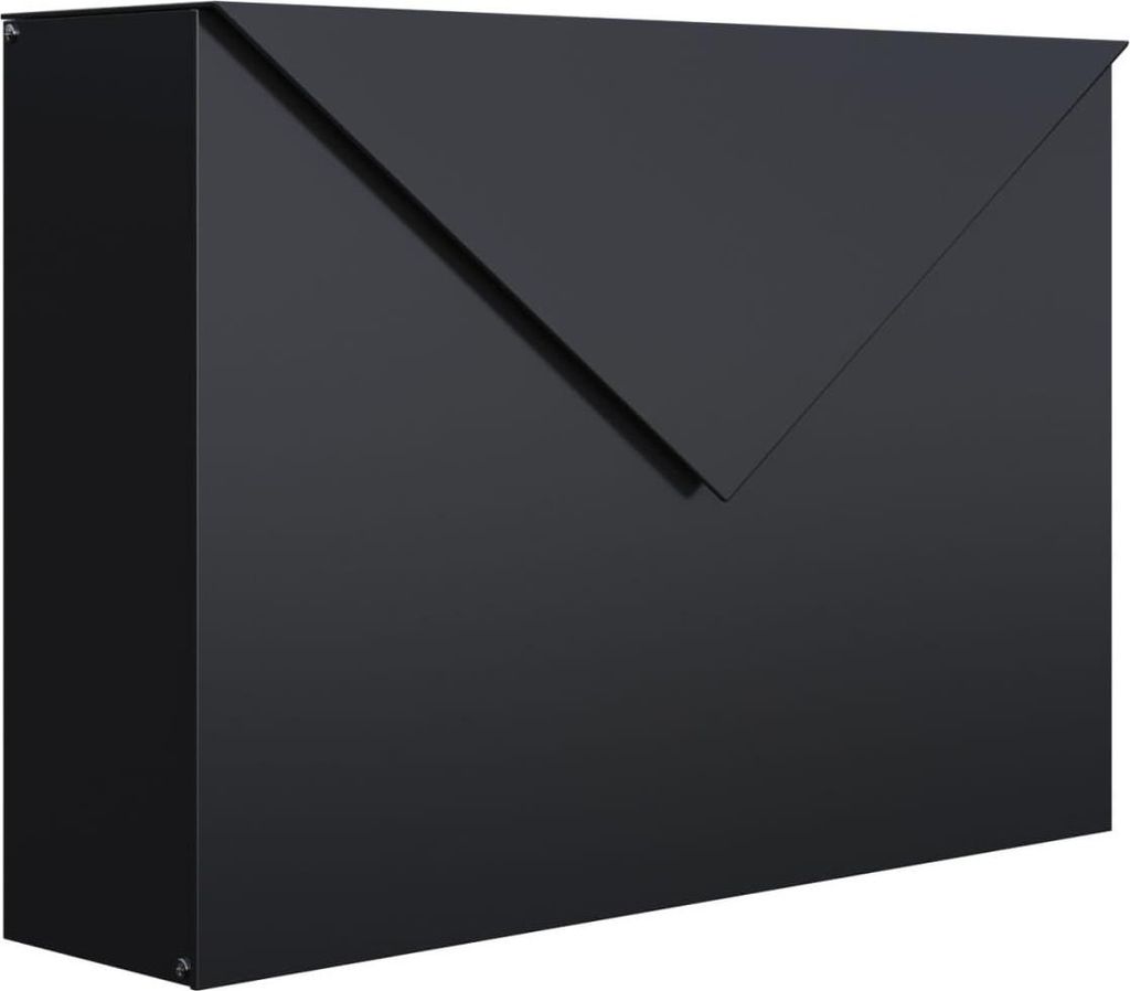 Moderne Wandbriefkasten in Mattschwarz | Designbriefkasten Produktbild 