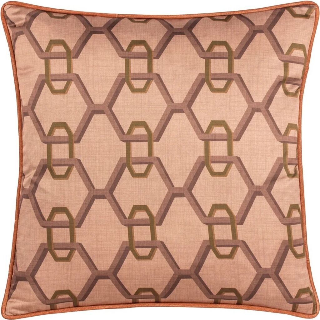 Paoletti - Kette Geometrisch - Kissenhülle "Carnaby", Satin RV3171 (45 cm x 45 cm) (Pink)