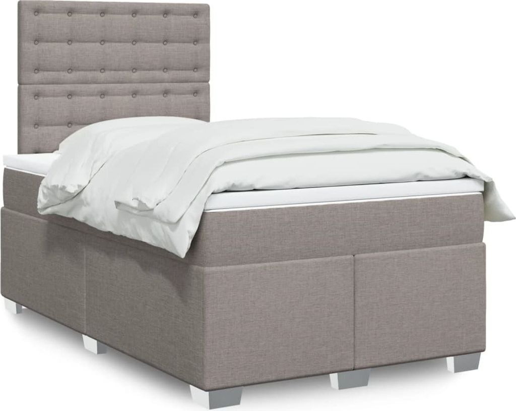 vidaXL Boxspringbett mit Matratze Taupe 120x190 cm Stoff Produktbild 