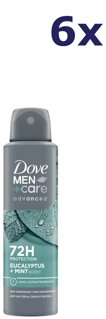 Lot de 6 Déodorants Spray Dove Men+Care Eucalyptus et Menthe de 150ml