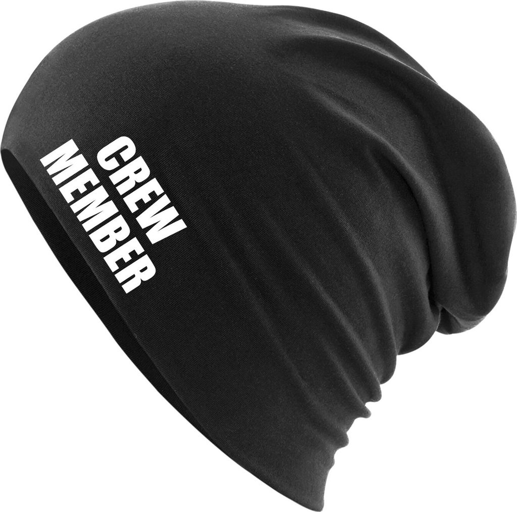 Huuraa Beanie Crew Member Schriftzug Black One Size Baumwolle und Elasthan Mütze Geschenkidee