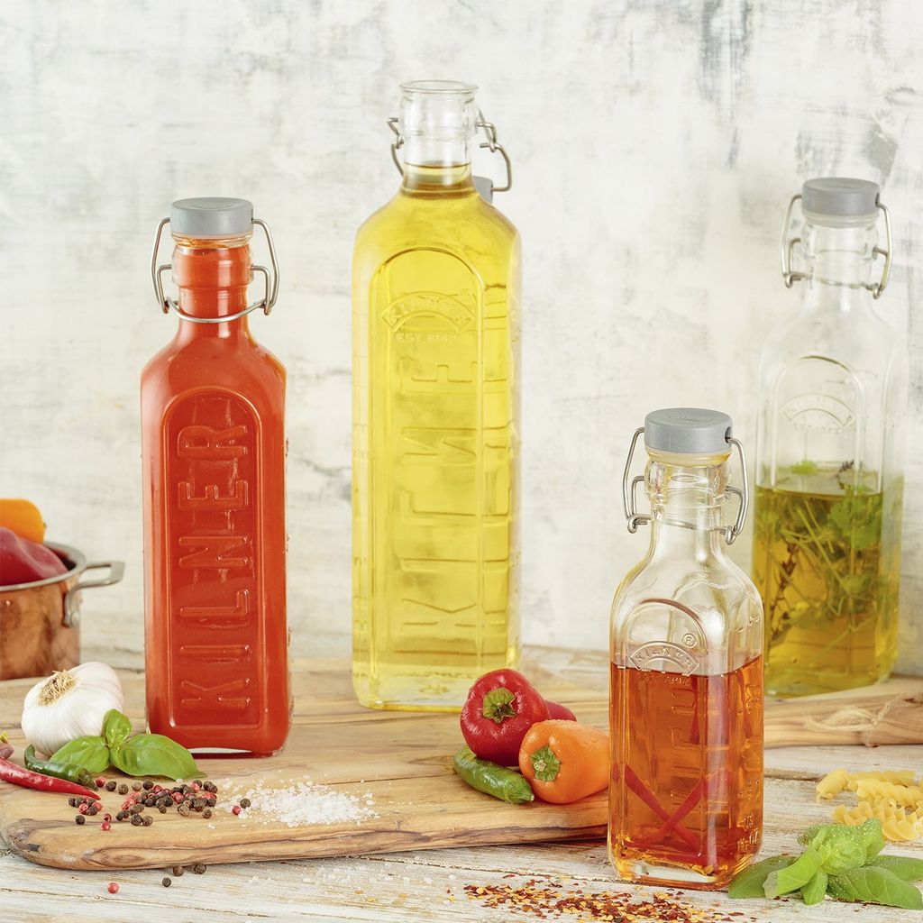 KILNER Glasflasche Mit Bügelverschluss 1l Eckig Glas Transparent